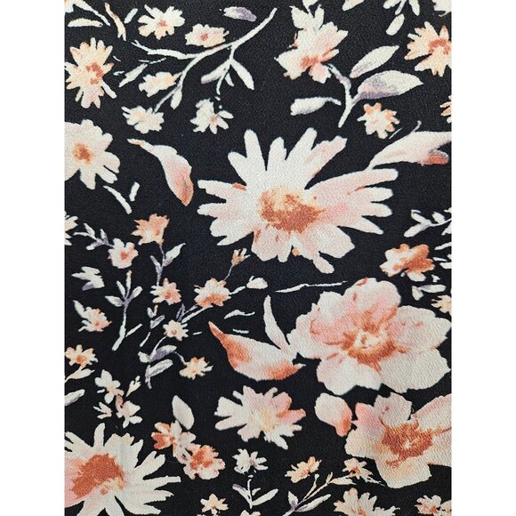 American Eagle Floral Print Black Dress Puff Sleeves & Open Back W/ Tie Detail M - Picture 10 of 12